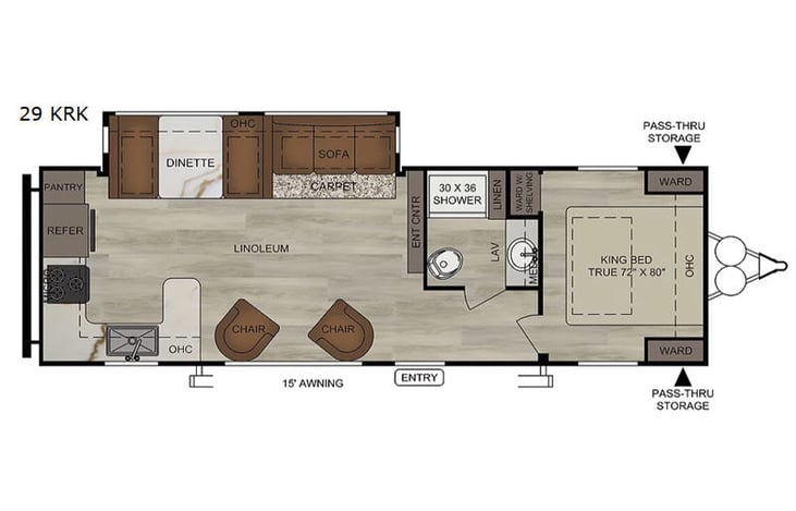 Representative floor plan provided by a trusted RVshare partner.