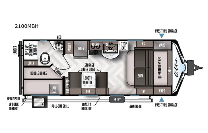 Representative floor plan provided by a trusted RVshare partner.