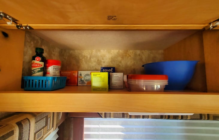 Spacious cabinets with basic amenities