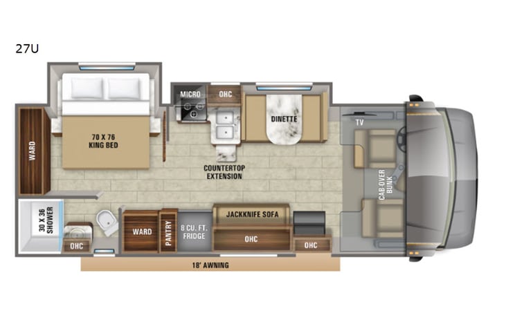 Representative floor plan provided by a trusted RVshare partner.