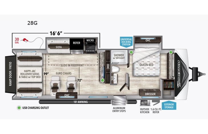 Representative floor plan provided by a trusted RVshare partner.
