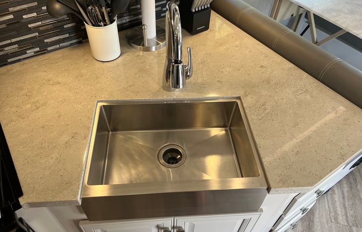 Deep stainless steel sink! Again, not typical for RVs
