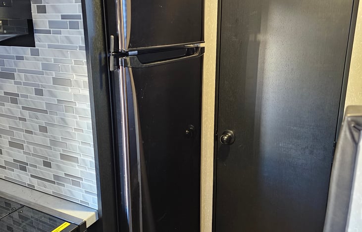 Inside fridge, runs on electricity