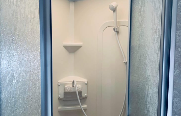 Nice standup shower with skylight