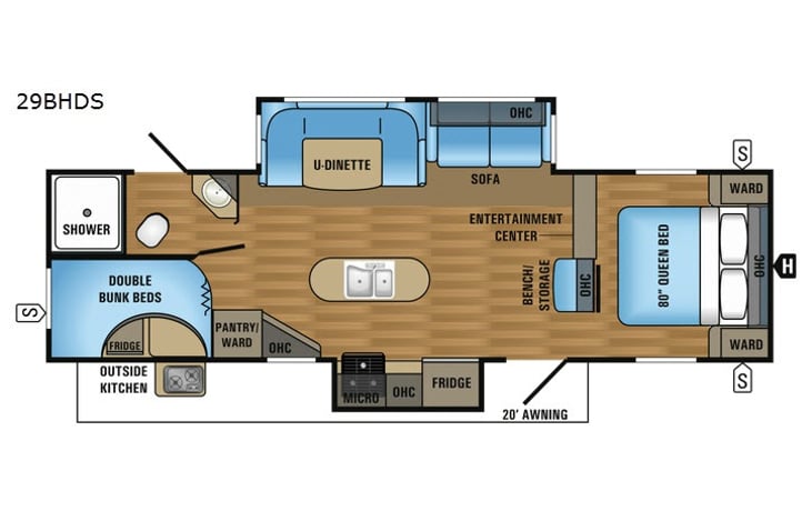 Representative floor plan provided by a trusted RVshare partner.