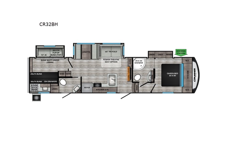 Representative floor plan provided by a trusted RVshare partner.