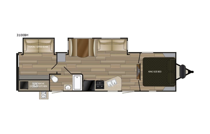 Representative floor plan provided by a trusted RVshare partner.