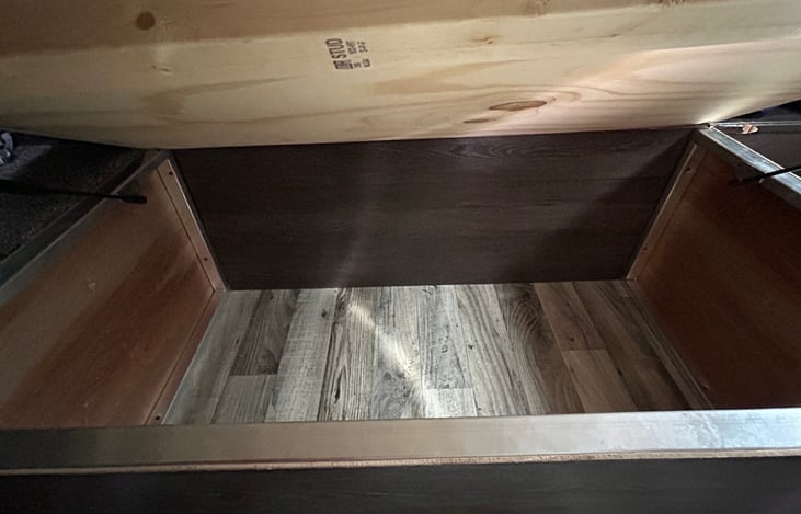 Extra storage under the master bed.