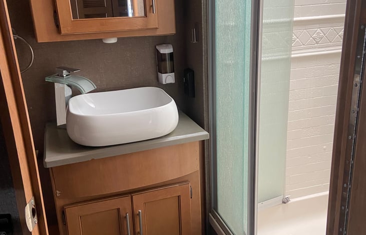 Upgraded sink with Led Waterfall Faucet