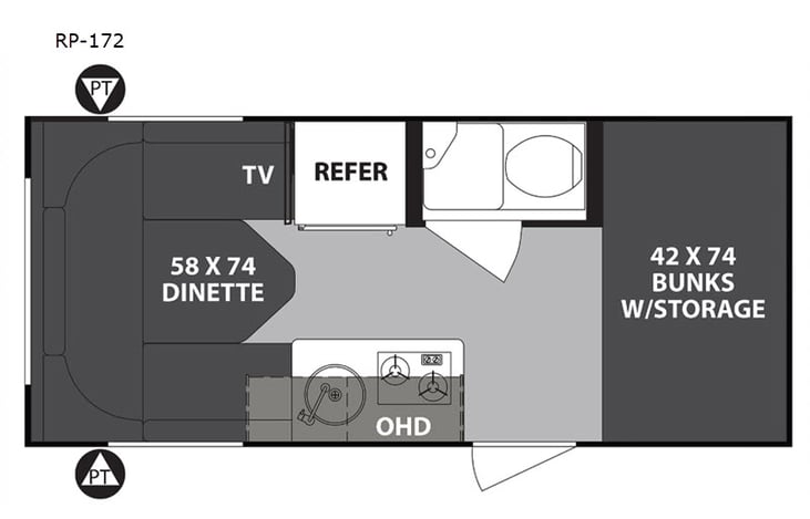 Representative floor plan provided by a trusted RVshare partner.