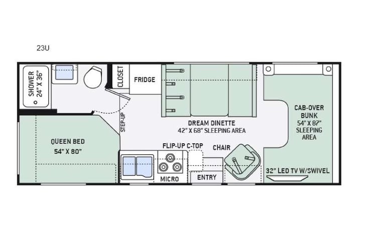 Representative floor plan provided by a trusted RVshare partner.