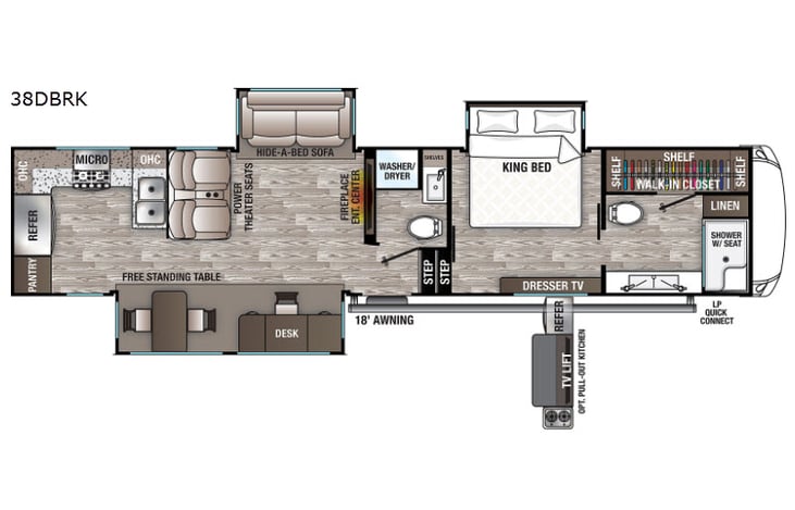 Representative floor plan provided by a trusted RVshare partner.