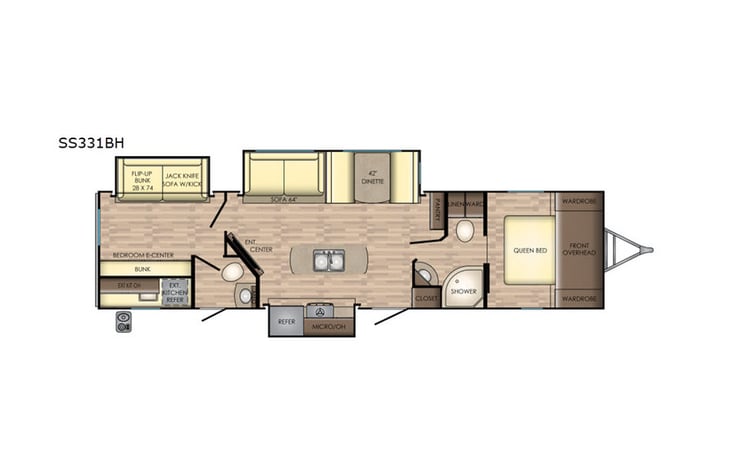 Representative floor plan provided by a trusted RVshare partner.
