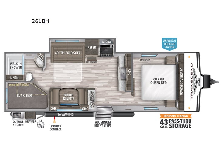 Representative floor plan provided by a trusted RVshare partner.