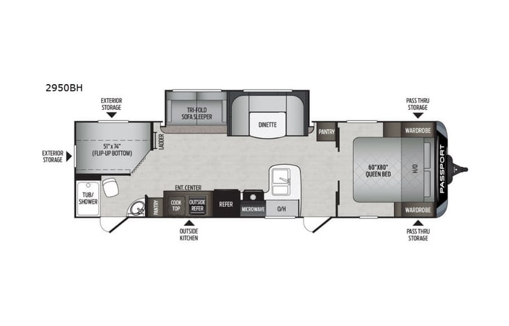 Representative floor plan provided by a trusted RVshare partner.