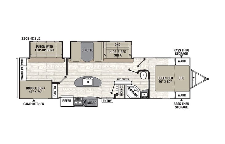 Representative floor plan provided by a trusted RVshare partner.