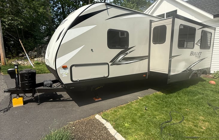 Pop out window where dinette and couch sit inside.