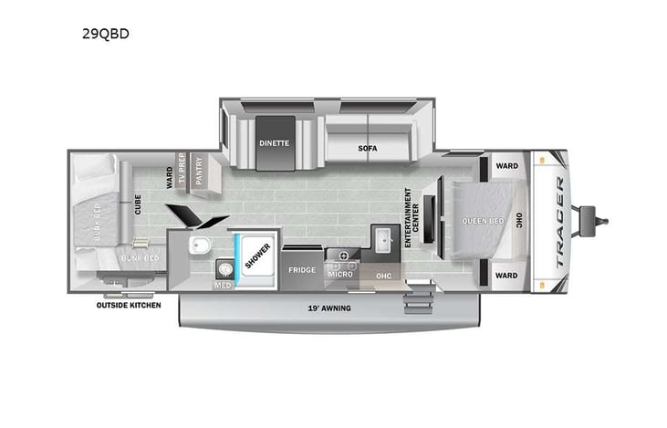 Representative floor plan provided by a trusted RVshare partner.
