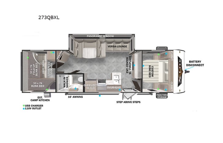 Representative floor plan provided by a trusted RVshare partner.