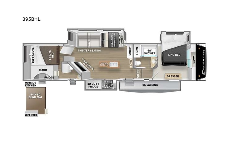 Representative floor plan provided by a trusted RVshare partner.