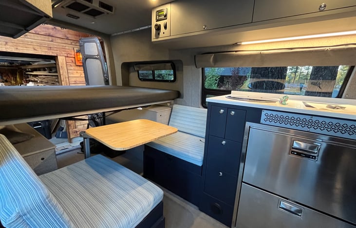 Lagun table rotates for extra food prep, eating meals, enjoying a game, or working on a laptop.