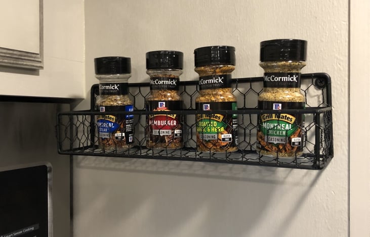 Spice rack above stove-top to easily access your favorite flavors. And YES, we even include new spices for your trip.