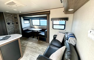 Fully furnished travel trailer for a small family.