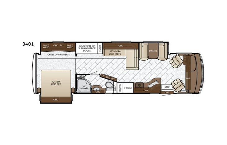 Representative floor plan provided by a trusted RVshare partner.