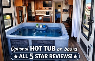 Optional HOT TUB on board, ALL 5 Star Reviews!