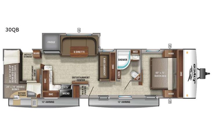 Representative floor plan provided by a trusted RVshare partner.