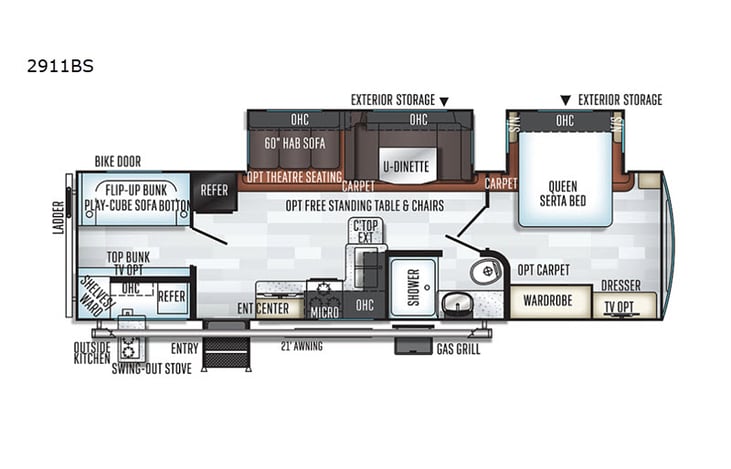 Representative floor plan provided by a trusted RVshare partner.