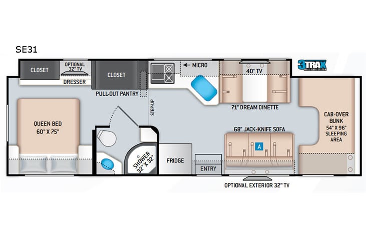 Representative floor plan provided by a trusted RVshare partner.