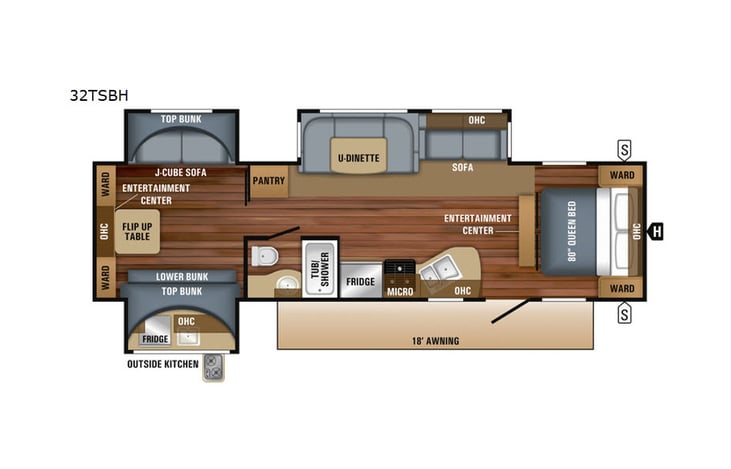 Representative floor plan provided by a trusted RVshare partner.