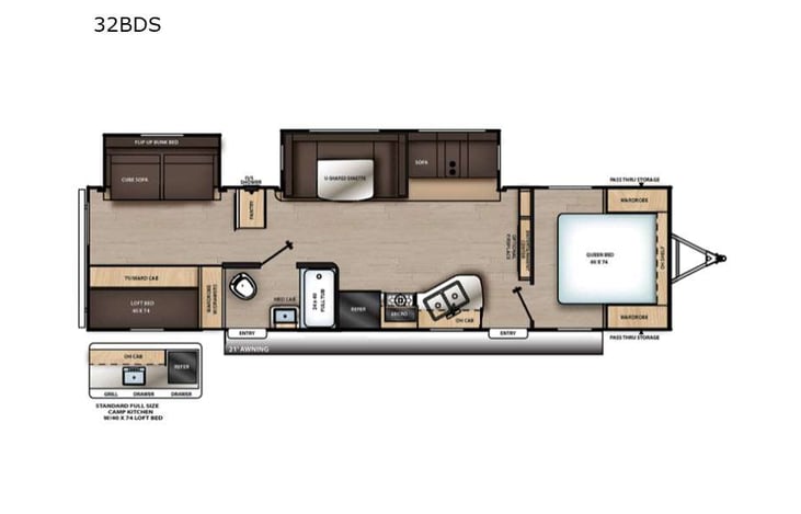 Representative floor plan provided by a trusted RVshare partner.