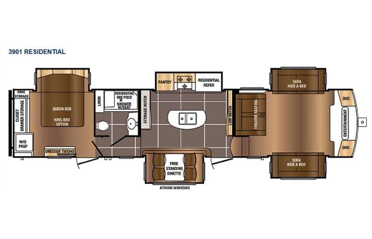 Representative floor plan provided by a trusted RVshare partner.