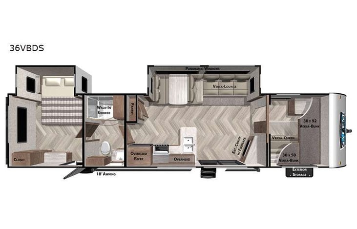 Representative floor plan provided by a trusted RVshare partner.