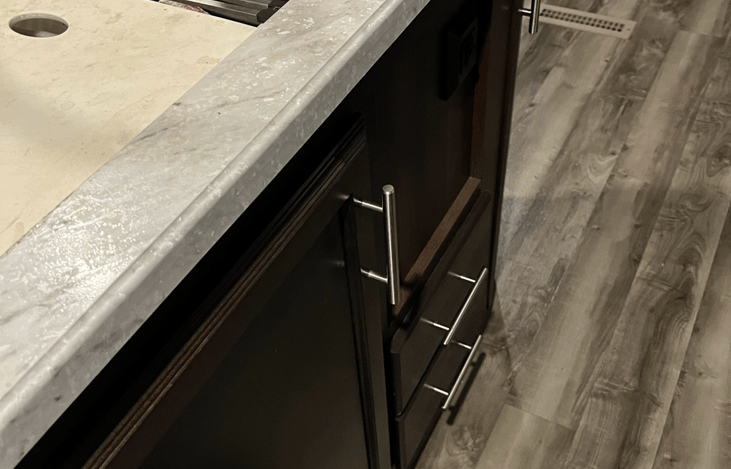 And drawers for cutlery/flatware/dishtowels  and under sink storage for cleaning supplies.