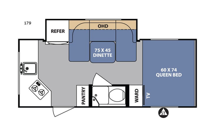 Representative floor plan provided by a trusted RVshare partner.
