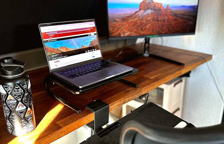 Great set up to get some work done while you're on the road. 
(laptop not included)
:)