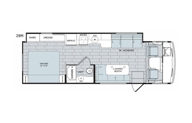 Representative floor plan provided by a trusted RVshare partner.