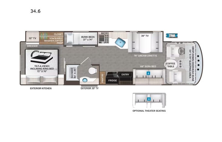 Representative floor plan provided by a trusted RVshare partner.