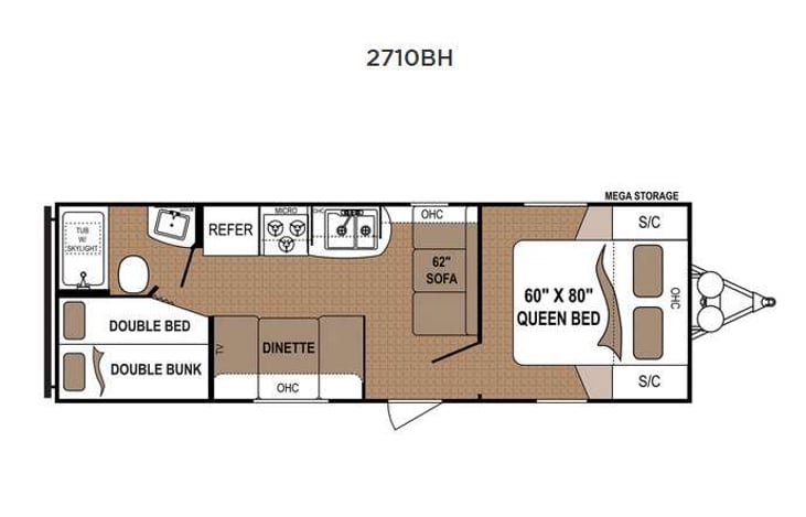 Representative floor plan provided by a trusted RVshare partner.