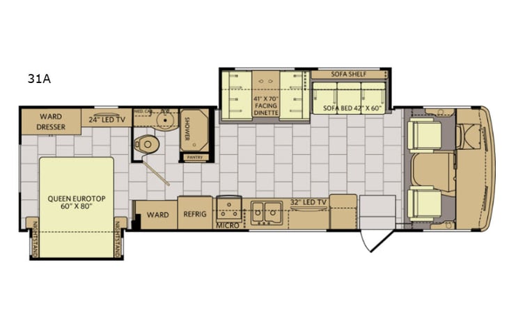 Representative floor plan provided by a trusted RVshare partner.