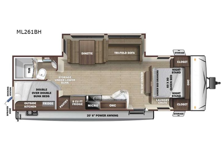 Representative floor plan provided by a trusted RVshare partner.