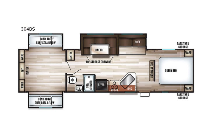 Representative floor plan provided by a trusted RVshare partner.