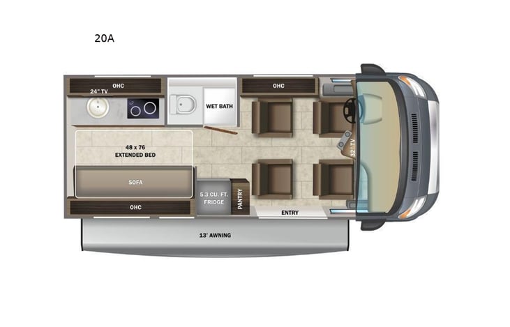 Representative floor plan provided by a trusted RVshare partner.