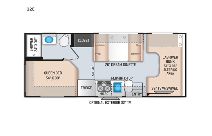 Representative floor plan provided by a trusted RVshare partner.