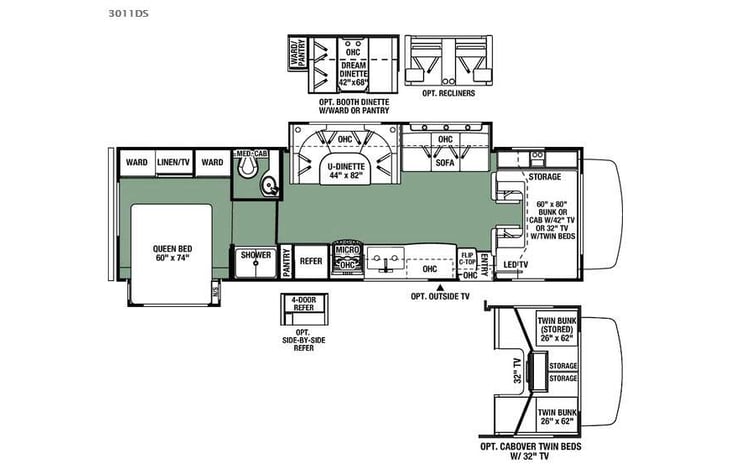 Representative floor plan provided by a trusted RVshare partner.