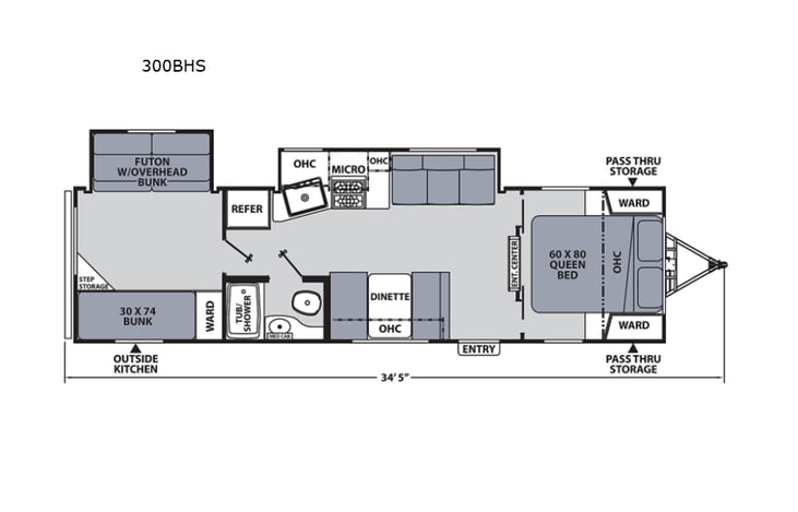 Representative floor plan provided by a trusted RVshare partner.