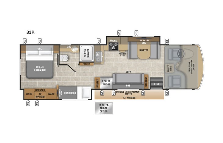 Representative floor plan provided by a trusted RVshare partner.